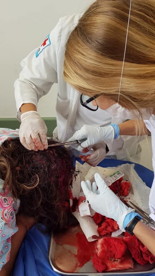 Frances suturing in the clinic